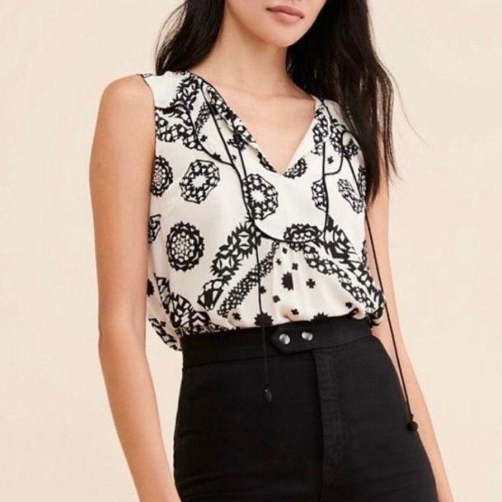 Anthropologie Giuliana 100% silk printed blouse women’s size small 4
